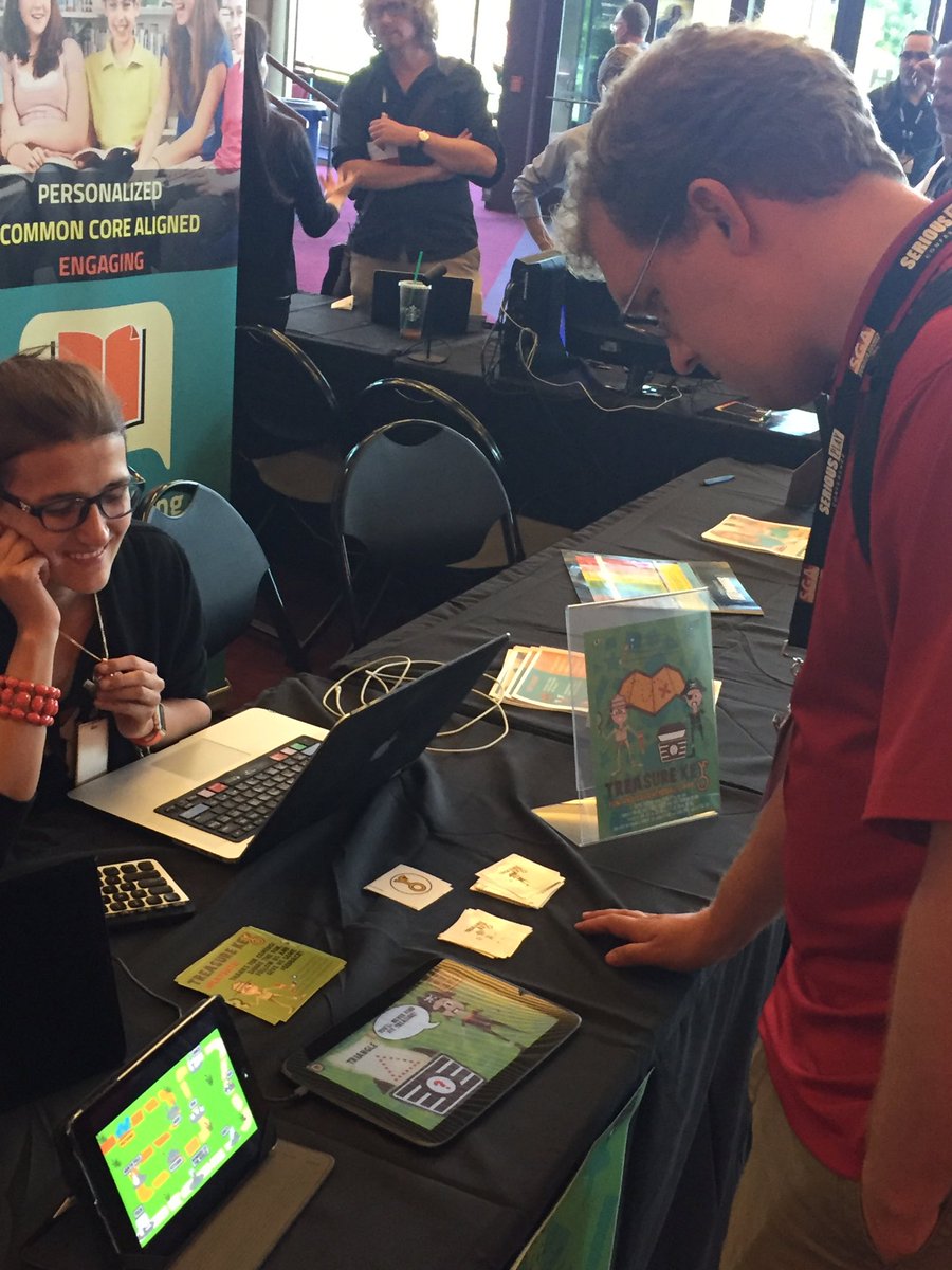 UMInteractive's tweet photo. @linisangel @rbaldwinv representing @UMInteractive at @SeriousPlayConf and demoing @TreasureKey2016, student game winner! https://t.co/B9BEISAJel