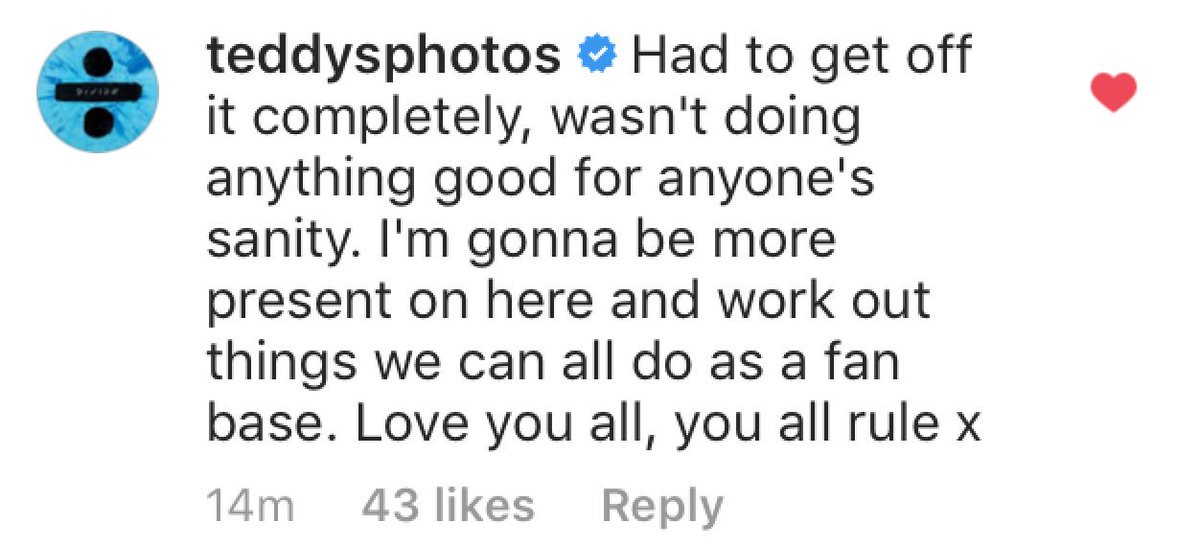 EdSheeran_EU's tweet photo. Ed posted this on an instagram post of mine xx 

We love you xx https://t.co/0LYwlDWKDC