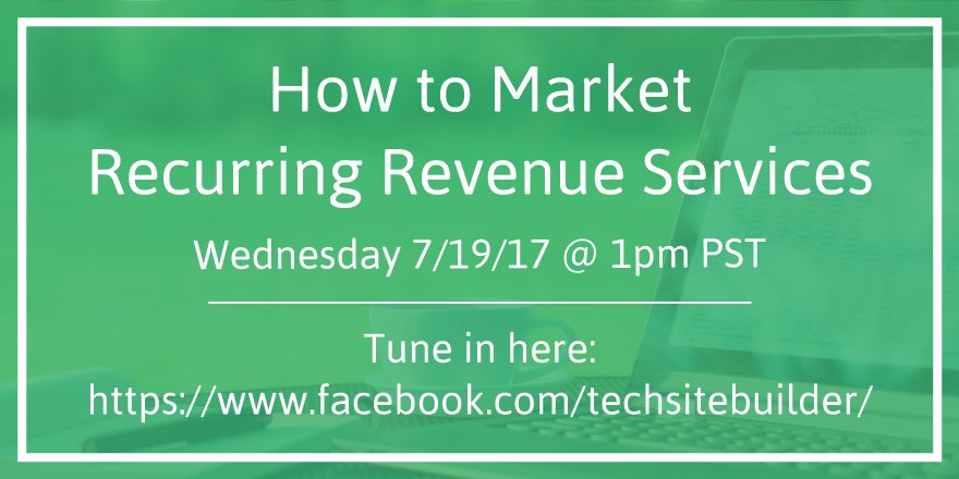 RepairTechInc's tweet image. Live stream tomorrow! @YFNCG and Ian talk about selling recurring services and more! Watch live at 1:00 pm PST here: facebook.com/techsitebuilde…