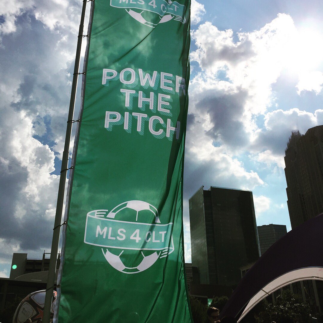 WCCBCharlotte's tweet photo. Come out to #FirstWardPark for the #MLS4CLT #PowerthePitch rally! @WilsonsWorld is hosting the fun! Special guests coming up!! #WCCB https://t.co/6Zon8yBVT6