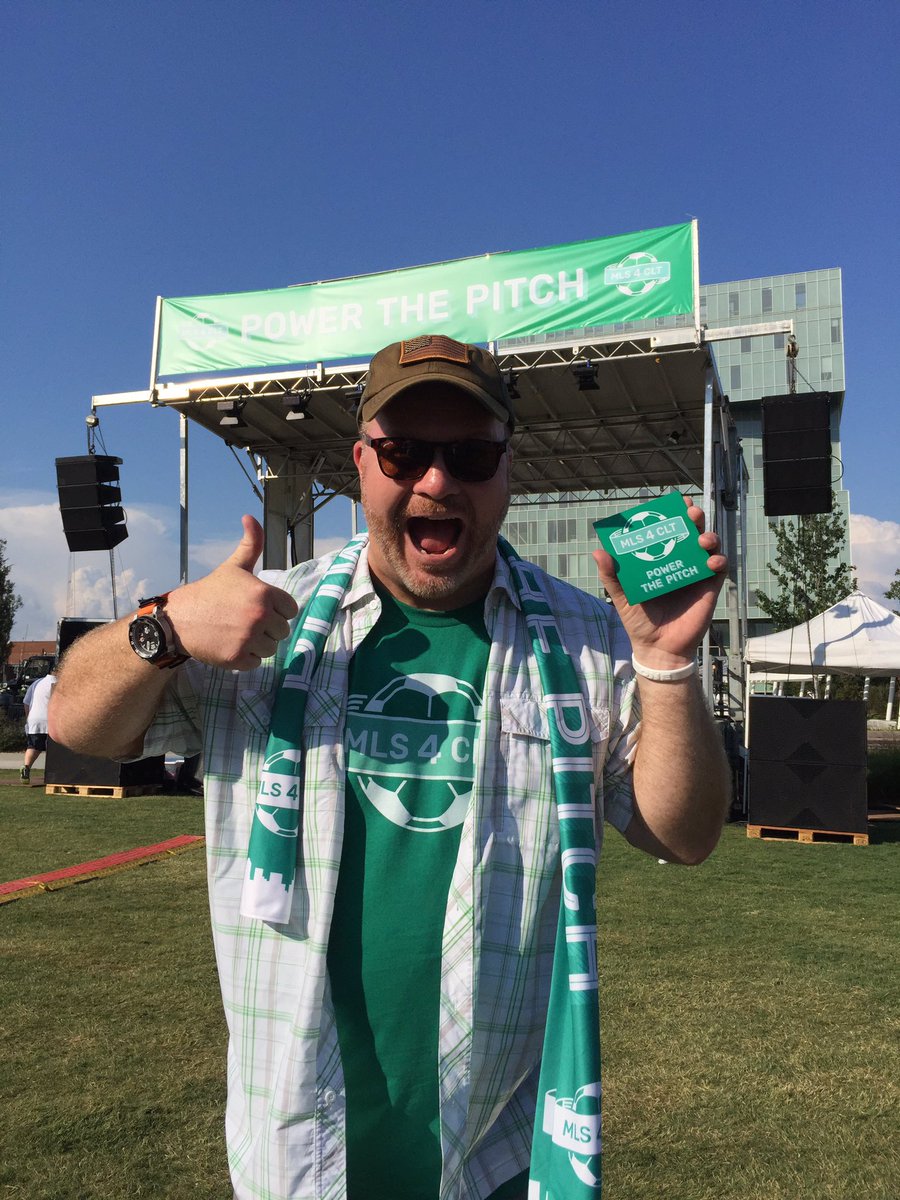 WCCBCharlotte's tweet photo. Come out to #FirstWardPark for the #MLS4CLT #PowerthePitch rally! @WilsonsWorld is hosting the fun! Special guests coming up!! #WCCB https://t.co/6Zon8yBVT6