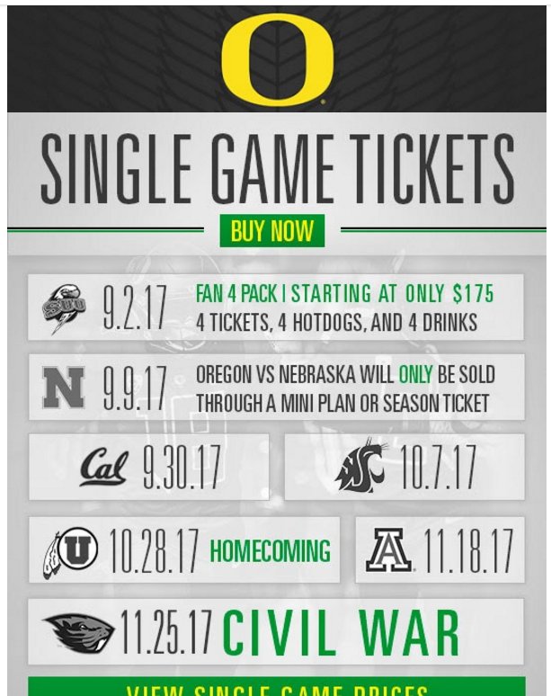 CornFedDuck's tweet photo. Oregon won't let me buy single game tix to Nebraska game. I wonder why. (We're bringing 20,000 strong.) #BigRedIsComing #GBR https://t.co/NrIHZQBLtQ