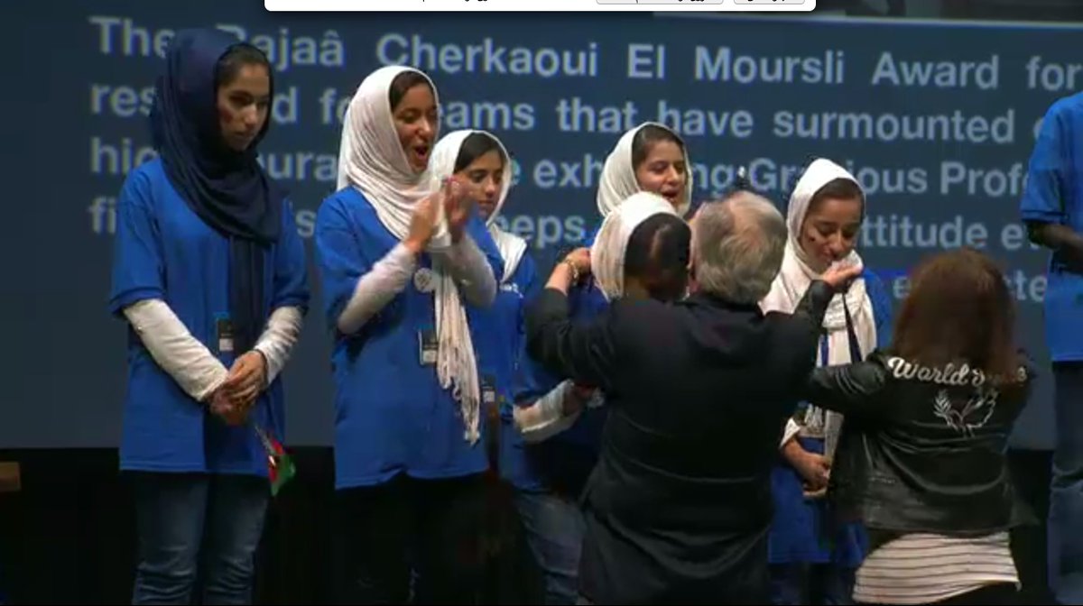 Elahamahboob's tweet photo. Congratulation! Afghan girl robotics team got the Silver medal for Courageous Achievement at #FirstGlobalChallange in DC! #FGC2017 https://t.co/WVq11vLr1J