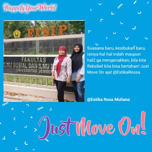 EstikaRossa's tweet photo. @HappifYourWorld
Yuk ikutan. Ada hadiah😄
@ayulatifah_ @HazzelNanda @kusnulchsnh @DwiVika_adr @AdindaBetty 
#momenjustmoveon
#happifyourworld https://t.co/EgeJgqZdjX