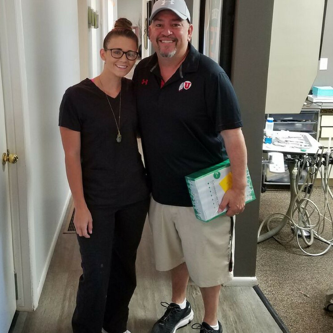 scottelderdds's tweet photo. Check out our awesome #assistant Lacey with one of our favorite #patients and @Utah_Football recruiters!  Love this guy. Go @UUtah! https://t.co/GEWF5ctSYd