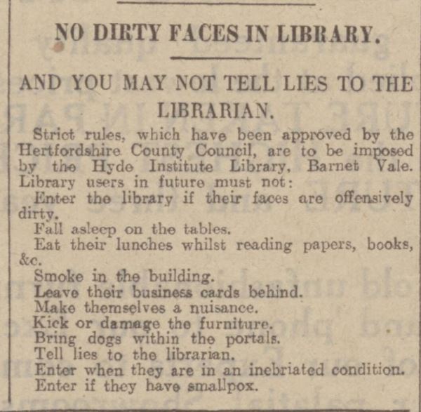 HorribleSanity's tweet photo. Hertfordshire librarians are not to be trifled with. (Nottingham Post, 1930) https://t.co/4LtthFJBiS