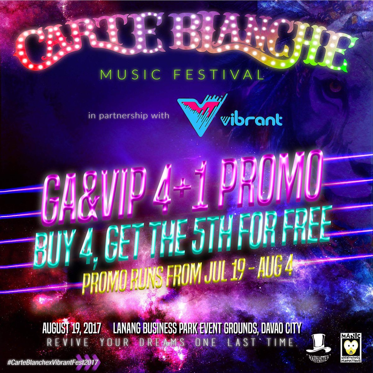 thisisdavidnaz's tweet image. Hey Carte Blanche Babies! Tickets are now available today just DM me for tickets #Kadayawan2017 #CarteBlanchexVibrantFest #Gowildwithpaint