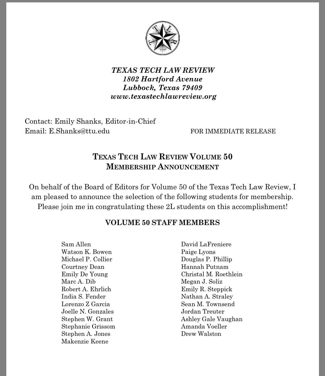 TexasTechLRev's tweet photo. #Volume50 #TTLR https://t.co/NXWx5XNPEC