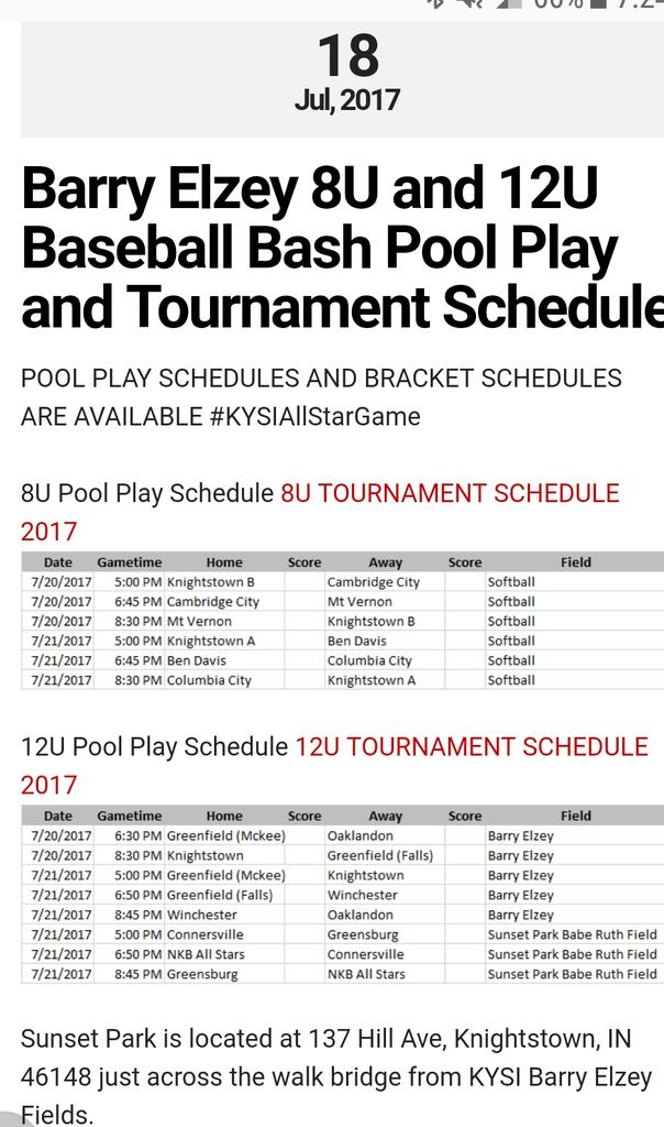 KtownPantherBB's tweet photo. 2nd Annual Barry Elzey Baseball Bash for 8U and 12U Pool Play and Bracket Schedules updated @kysinc4 website #KYSIAllStarGame https://t.co/QflIRNAqoW