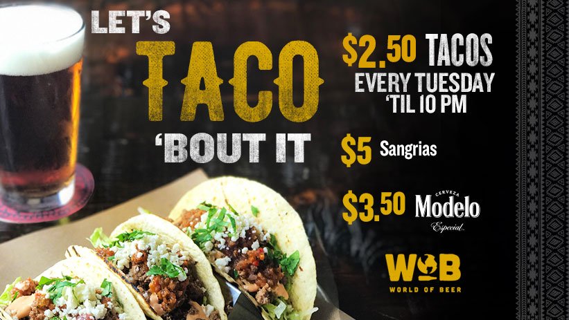 wobarlington's tweet photo. It's Tuesday! Come into WOB Arlington and let Kaitlin or Jason ease those Tuesday blues with some #beer and #tacos. https://t.co/8bmu07OUH4