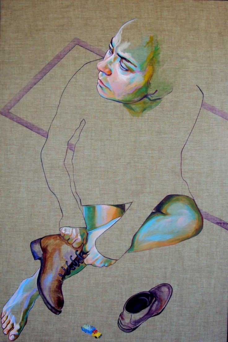 wildwelshh's tweet image. Christina Troufa uses negative space to look at identity and the self. #contemporaryart #paintings