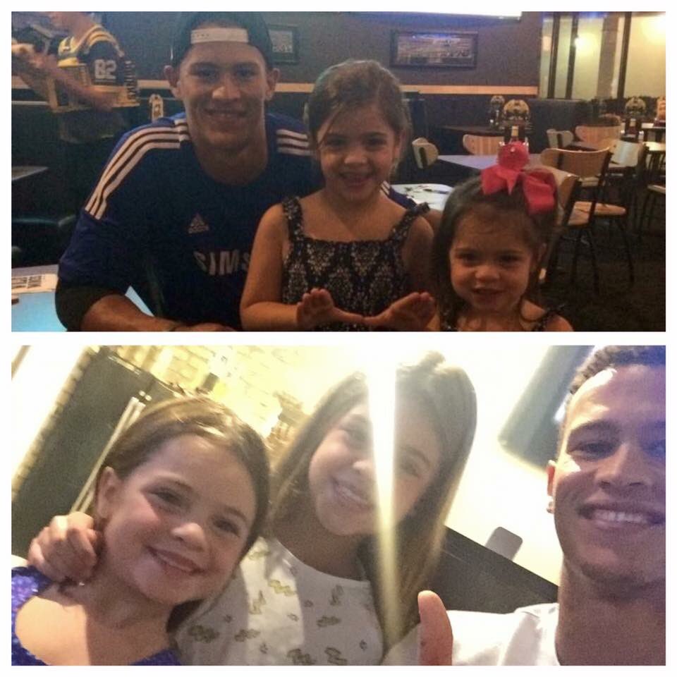 Christiandiezmd's tweet photo. From college fresh to NFL professional, @kaaya323 has always been sweet to my girls. True class act #cane4lyfe #newlionsfans #madetheirnight https://t.co/3gMe8kd99g