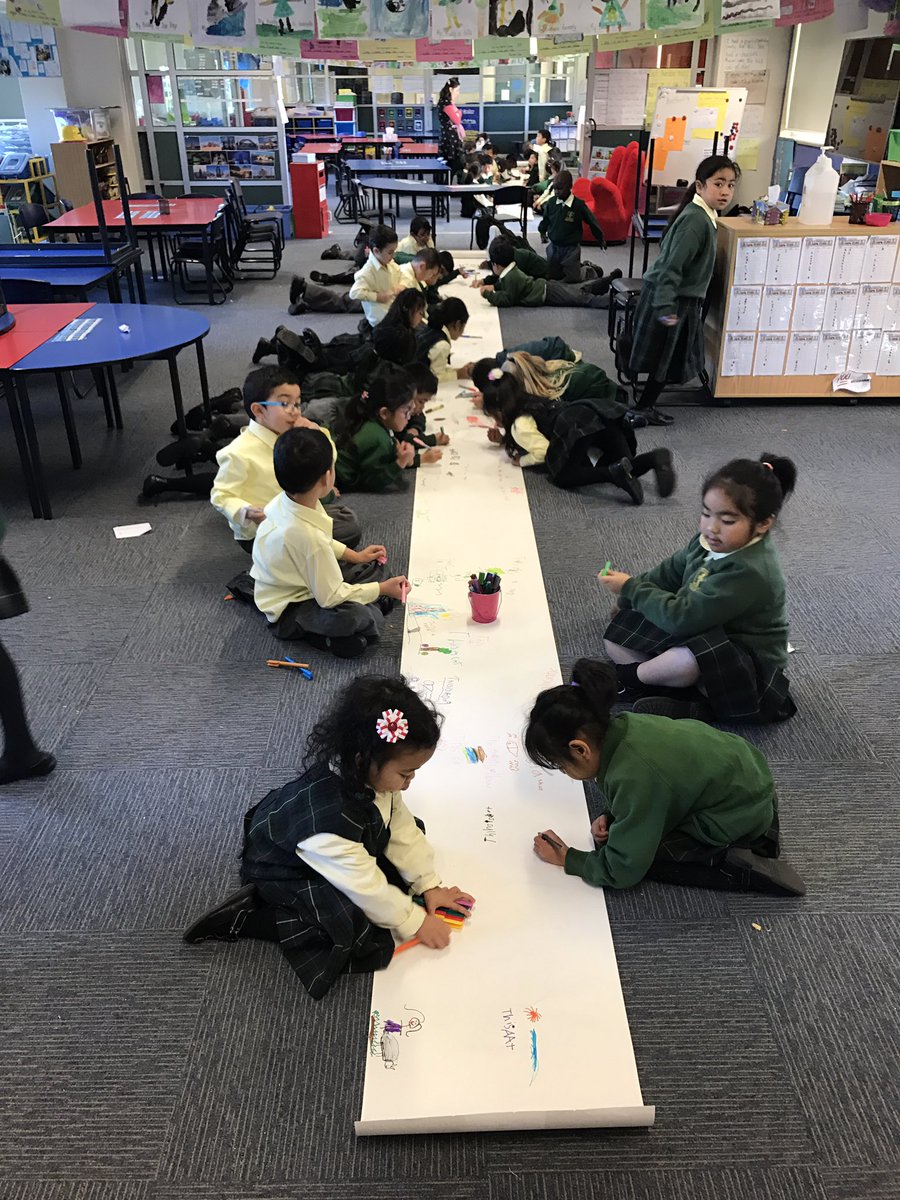 PrueLance's tweet photo. Students in Kindergarten engaged in their reading activity. Very excited to get textas and art paper out! @StAidansRH https://t.co/uhhZbPRS4f