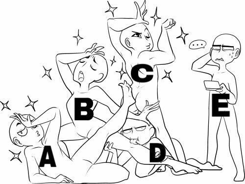 A- @remember_Ari 
B- @NobleTaicho 
C- <a href="/WaterMizukage/">cнojυro</a> 
D- @DeifiedHayabusa 
E- <a href="/EnkaiHayashi/">Enkai (Ghoul)</a>