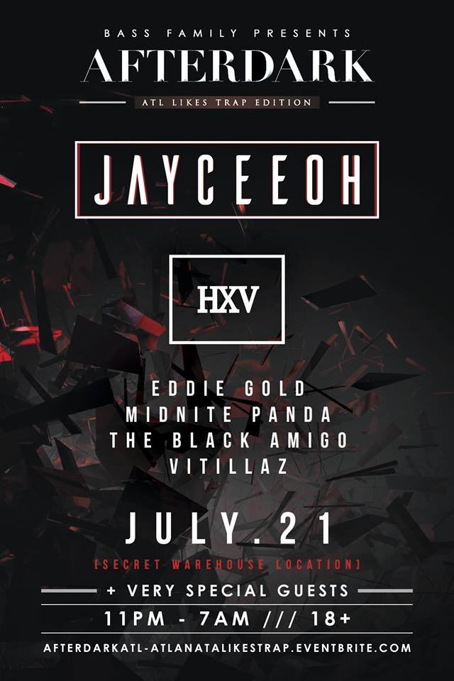 JAYCEEOH's tweet photo. ATLANTA Friday!!! Secret warehouse house after-hours rave w/ @WE_ARE_HXV + more ... let's get weird ! π₯π₯π₯#afterdarkATL #BassFamilyATL https://t.co/nFg9QD4y0j