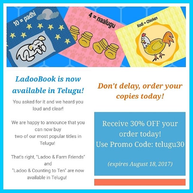LadooBook's tweet photo. Guess what?!?!? LadooBook now in TELUGU!! So happy we can #rollover #ladoobook #indianculture #incredibleindia #telugu #indianculture https://t.co/pXtFu1TYIB