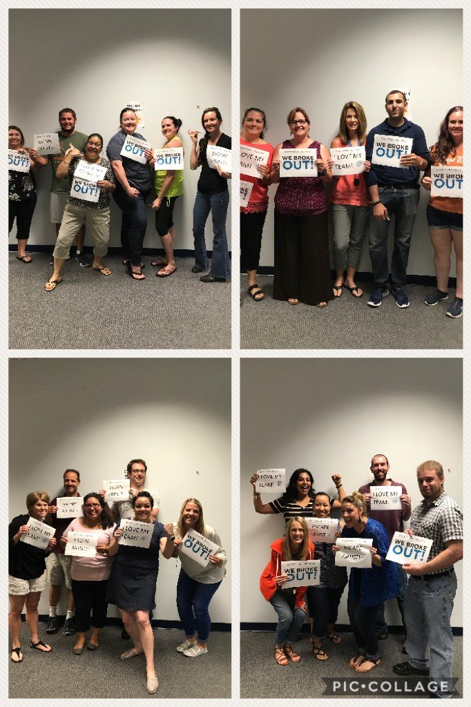 VBarbosaTX's tweet photo. GISD teachers all "broke out". Learning about using escape room strategies for enga https://t.co/5WkCPCh9Qp https://t.co/WQ7374JtI8