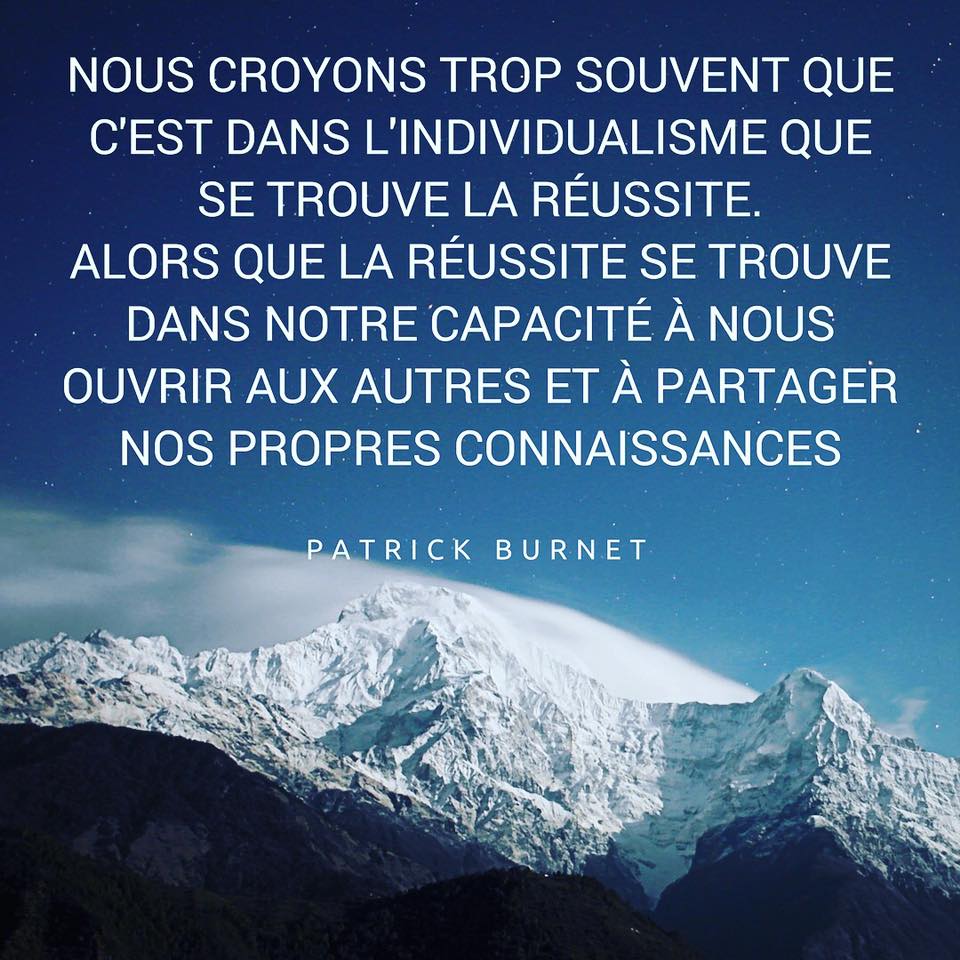 Burnetpatrick's tweet photo. ✅ Nous croyons trop souvent que c'est dans l'individualisme que se trouve la #réussite ☞ #PatrickBurnet #coach #quote #citation #Partage https://t.co/WOZnV2fvYE