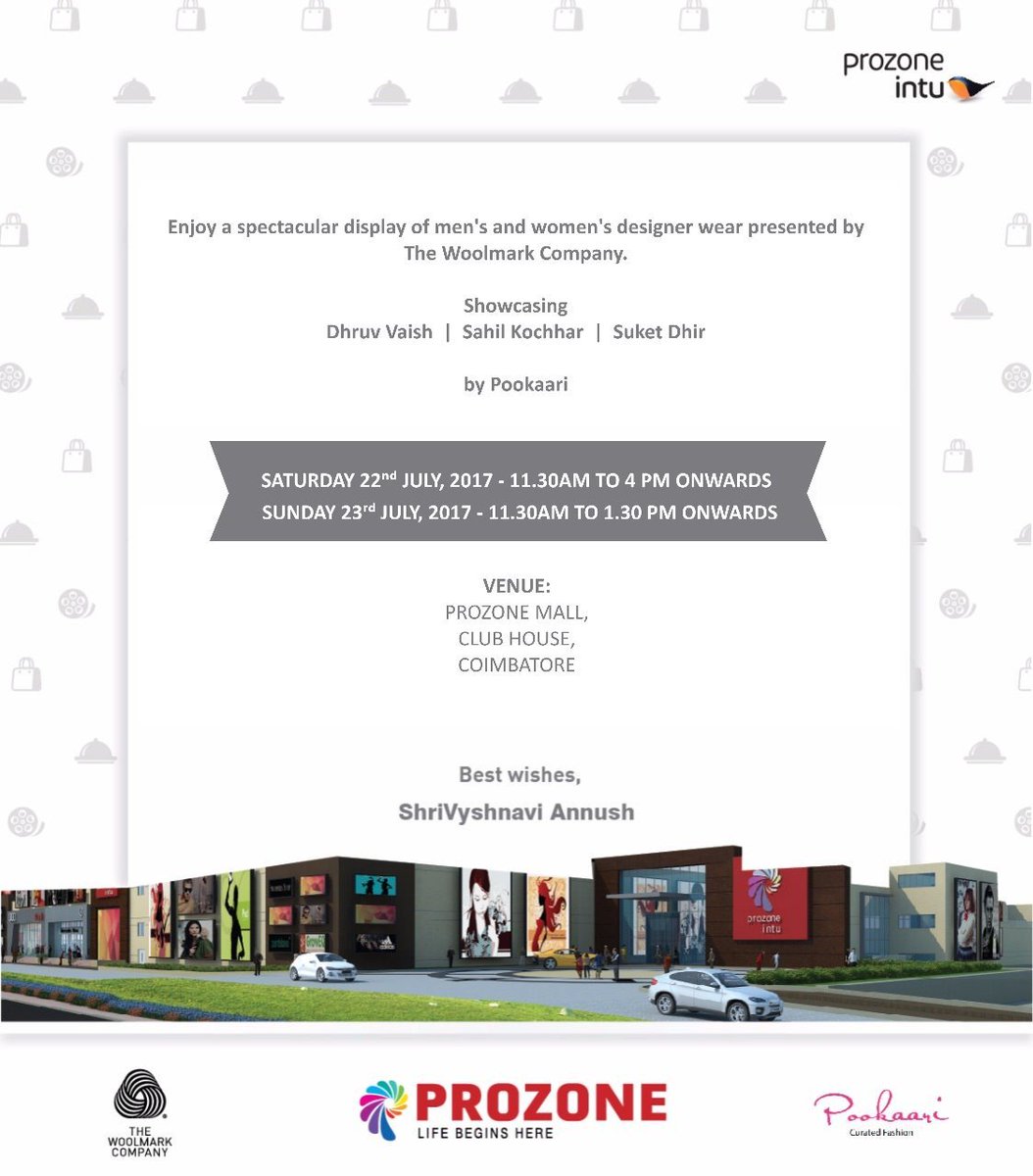 pookaari's tweet photo. A spectacular display of Men &amp; Women's designer wear by #pookaari on Sat 22nd Jul'17 &amp; Sun 23rd Jul'17 at Prozone Mall, #coimbatore https://t.co/jsf4fUQ3qF