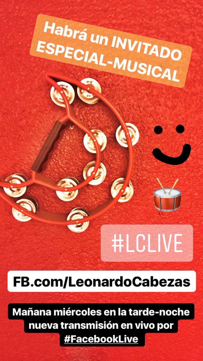 Leo_Cabezas's tweet photo. Mañana miércoles en la tarde-noche nueva transmisión x #FacebookLive @ https://t.co/eVAP9Stv03 con un invitado especial-musical!

#LCLive 🎸🥁 https://t.co/CgaBxDMnko