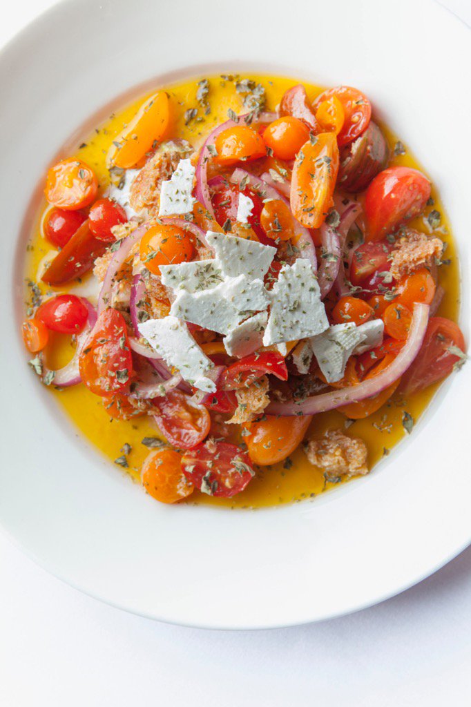 OsteriaMozza's tweet photo. Tomato season has arrived on the corner ๐
โจ | Summer Panzella โข market tomatoes, cucumbers, feta, yogurt https://t.co/NI113Qd2lC
