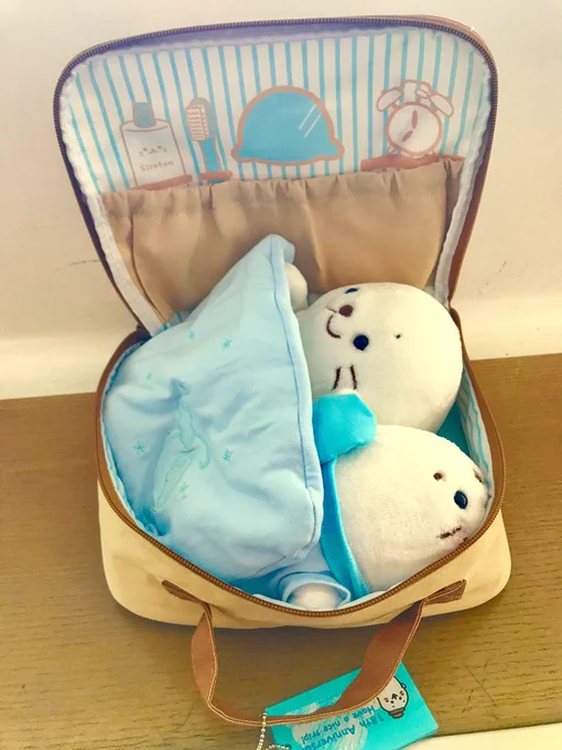 今日からしろたんと出張です!しろたん達にはしろ旅を楽しんで貰います。
ハンドパペたんとトランクセットがお供。2たんは、一緒の布団で1泊2日。仲良く寝ています♪大きさもちょうどピッタリ。
さて一緒に出張楽しんできます!
#しろたん #しろ旅18thツアー 