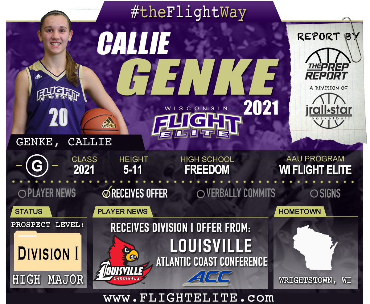 WiFlightElite's tweet photo. #theFlightFile: Callie Genke (5-11 G 2021) receives a DI offer from the Louisville Cardinals of the ACC! #theFlightWay https://t.co/00C2N5Lg0G