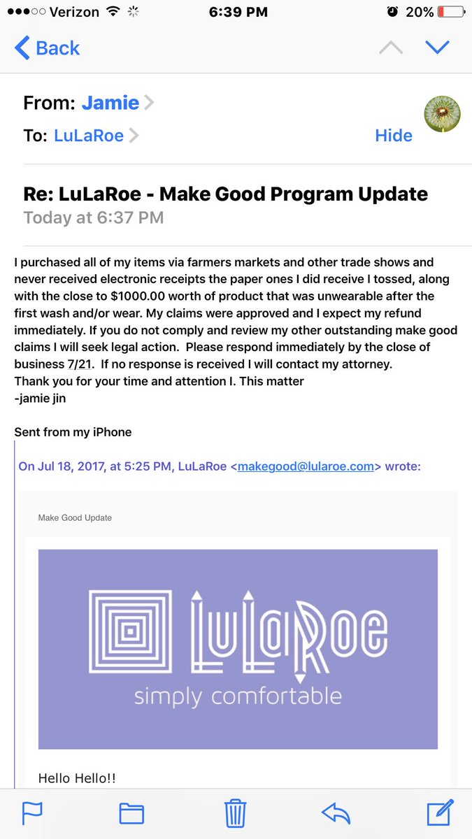 jay_elle_jay's tweet photo. @LuLaRoeSupport #LLRMakeGoodONMYCHECK #liarsandcheats #theivs #bitchbetterhavemymoney #classactionhereicome https://t.co/HT4ZnWRkXP