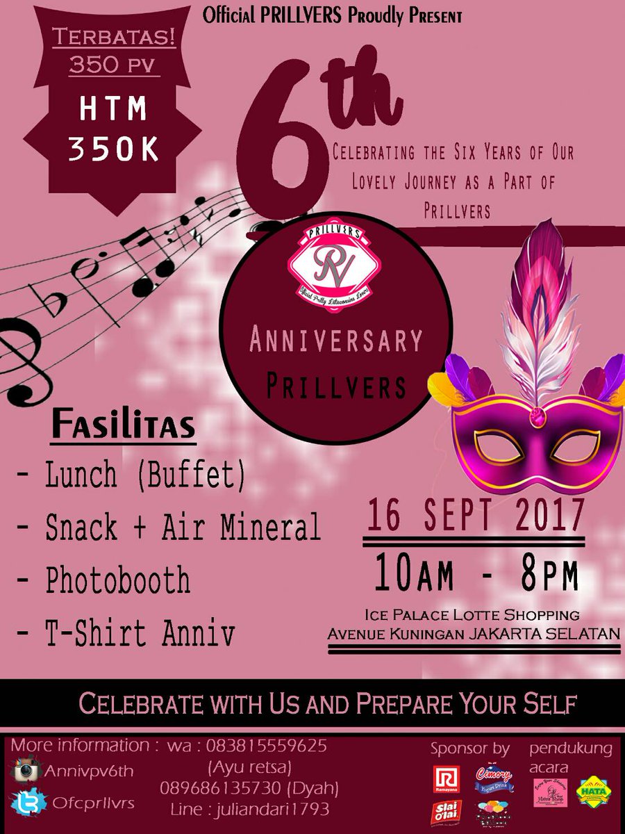 ofcprllvrs's tweet photo. Hayooo siapa yg smpe skrg belum beli tiket anniv pv 6th? Yuk buruan dibeli&amp; nanti di acara kita bkal seru2an brg @PrillyBie lohh😍❤ https://t.co/WW4tDqPh3A
