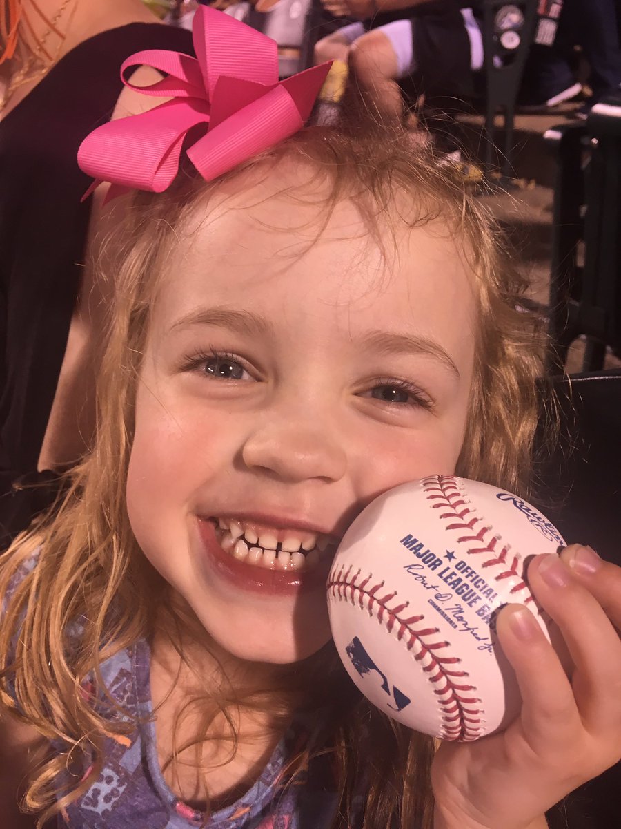 gkalkwarf's tweet photo. First-ever @MLB ball! Thanks for the fun day @Rockies!! #NextGenerationOfFans https://t.co/gkrDh1RDYx