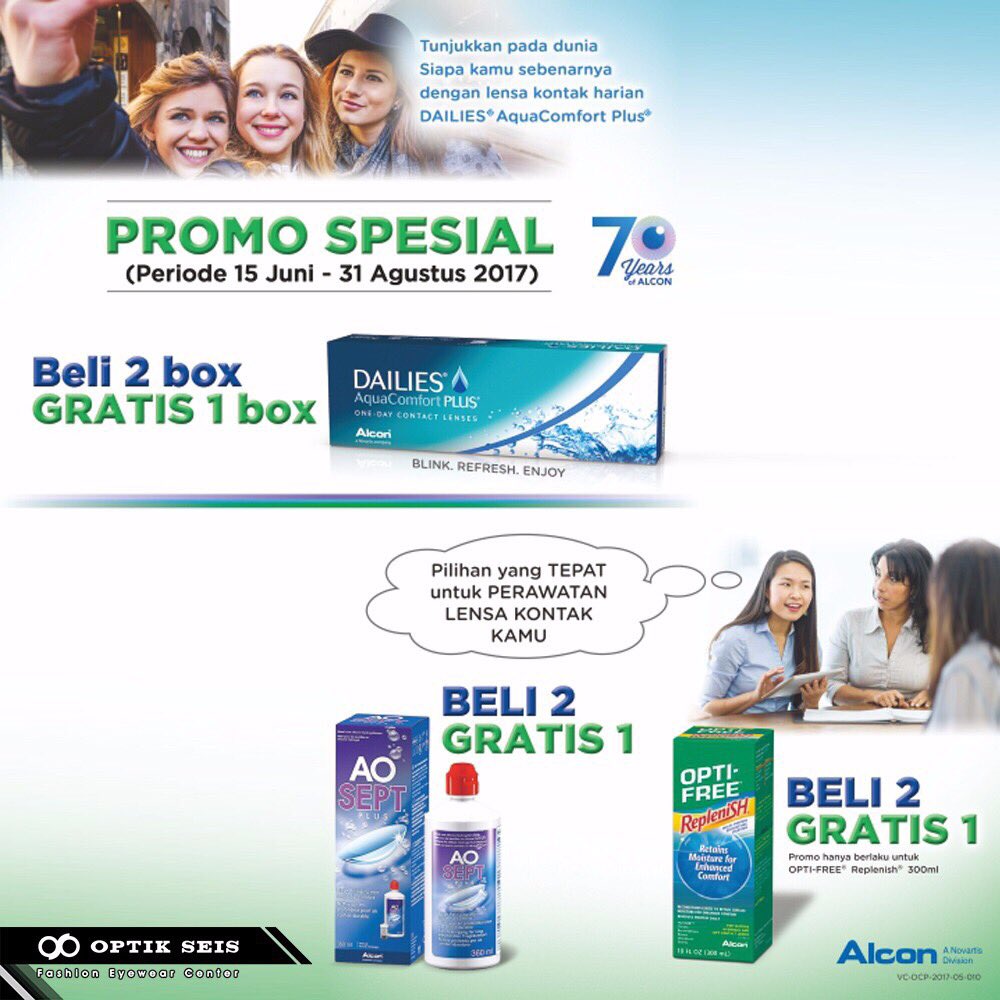 optikseis's tweet photo. Promo menarik!'Beli 2 Box Gratis 1 Box' softlens Daileis Aqua Comfort Plus &amp; 'Beli 2 Gratis 1' s/d 31 Agustus'17 berlaku di store Optik Seis https://t.co/zunHGSIyKF