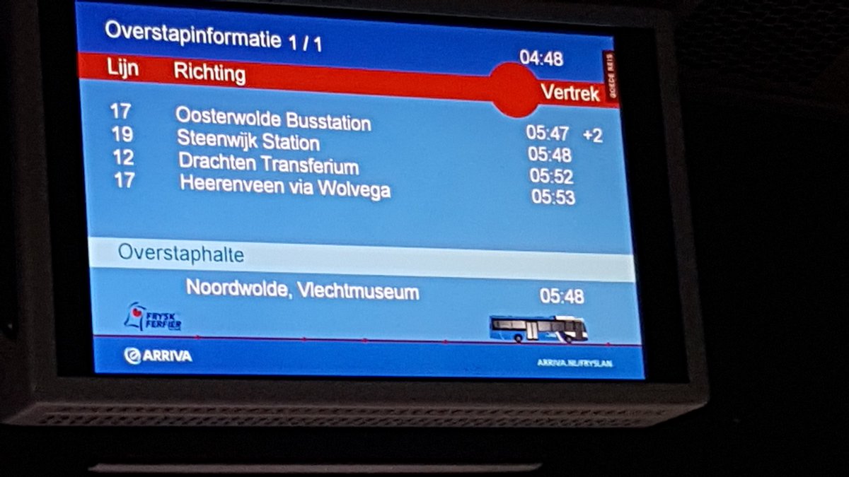 ArnoudWitt's tweet photo. @Arriva_NL scherm in bus geeft onjuiste info: actuele tijd staat 1 uur achter. https://t.co/xCggVbWsC1