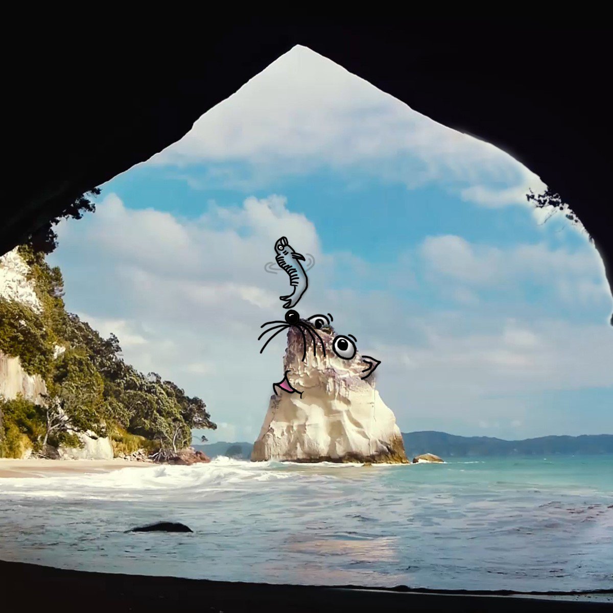 FlyAirNZ's tweet photo. We’ve teamed up with #AndrewJSteel to draw on images of the new #AirNZSafetyVideo to make them even more fantastical.  🙌 #MakeItFantastical https://t.co/NpmSdsxdA5