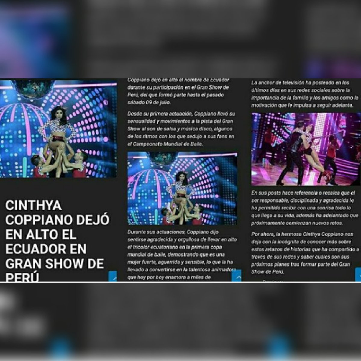 Dilema29's tweet photo. @coppianocinthya dejó en alto el Ecuador en @ELGRANSHOW_Peru 👏👏. https://t.co/WmGP2geyeM