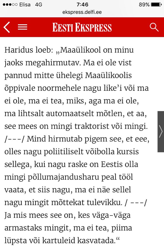 imrekaas's tweet image. Tütarlaps põhjendab, miks ta Tinderis põllumehele "ei" ütleb. Lugu tänasest Eesti Ekspressist.