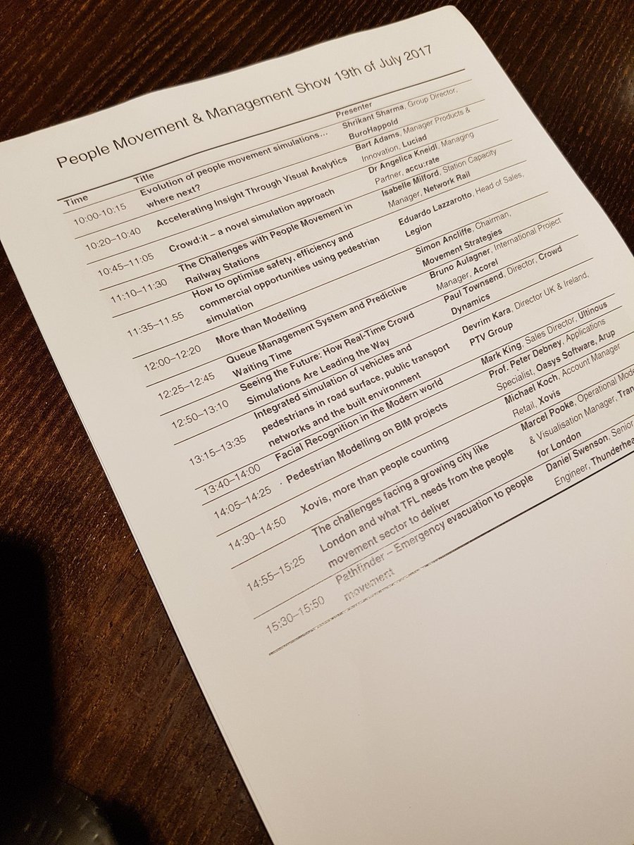 Fascinating agenda <a href="/peoplemoveshow/">The People Movement and Management Show</a> #simulation #peopleflow #SmartCities #IoT #urbandesign #emergencyplanning #pedestriansimulation #cctv