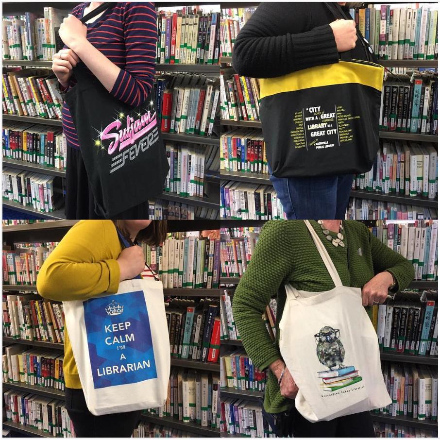 wcl_library's tweet image. We love #librarybags! Another way to #reducewaste for @PlasticFreeJuly rock an awesome book bag like one of these!