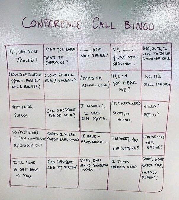 stijnvdplaetse's tweet photo. So true: most used sentences in conference calls 😂 https://t.co/rvbGMmoLfV