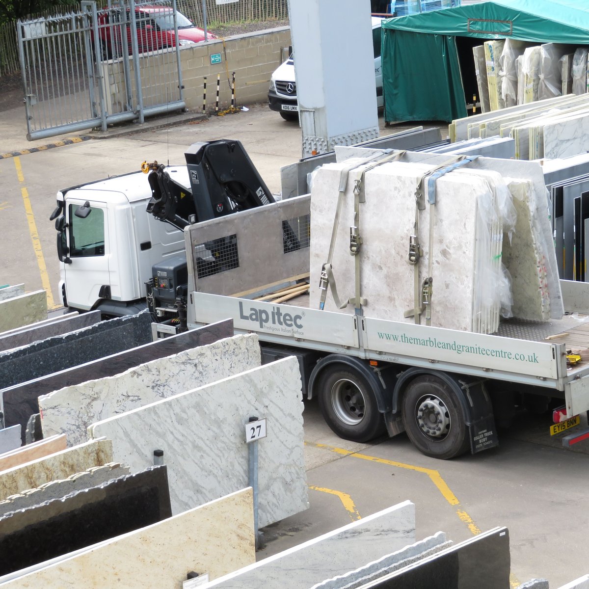 MarbleGraniteUK's tweet photo. Just under 200m2 of our Tundra Grey #marble on its way to SuperiorStone this morning for a #JohnsonNaylor #interiors #project in King Cross https://t.co/STWVJVC7vB