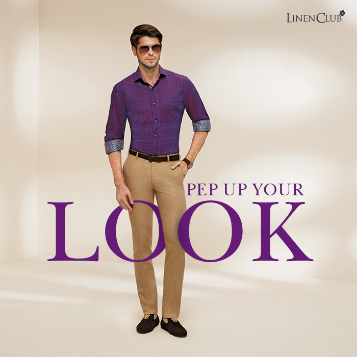 LinenClub's tweet photo. Monsoons making you gloomy? Add some mid-week edgy elegance to your wardrobe with this purple check shirt. #WardrobeManager https://t.co/AIWxsI6gAU