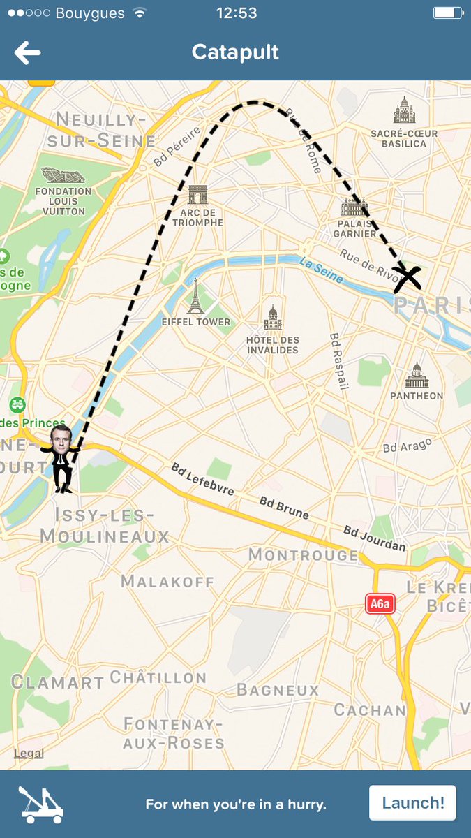 HajinsunTV's tweet photo. Haha j'avais pas vu l'option "catapult" sur @Citymapper #funfeature #macron #catapult https://t.co/9rNi3ieNjI