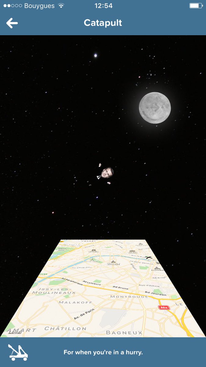 HajinsunTV's tweet photo. Haha j'avais pas vu l'option "catapult" sur @Citymapper #funfeature #macron #catapult https://t.co/9rNi3ieNjI