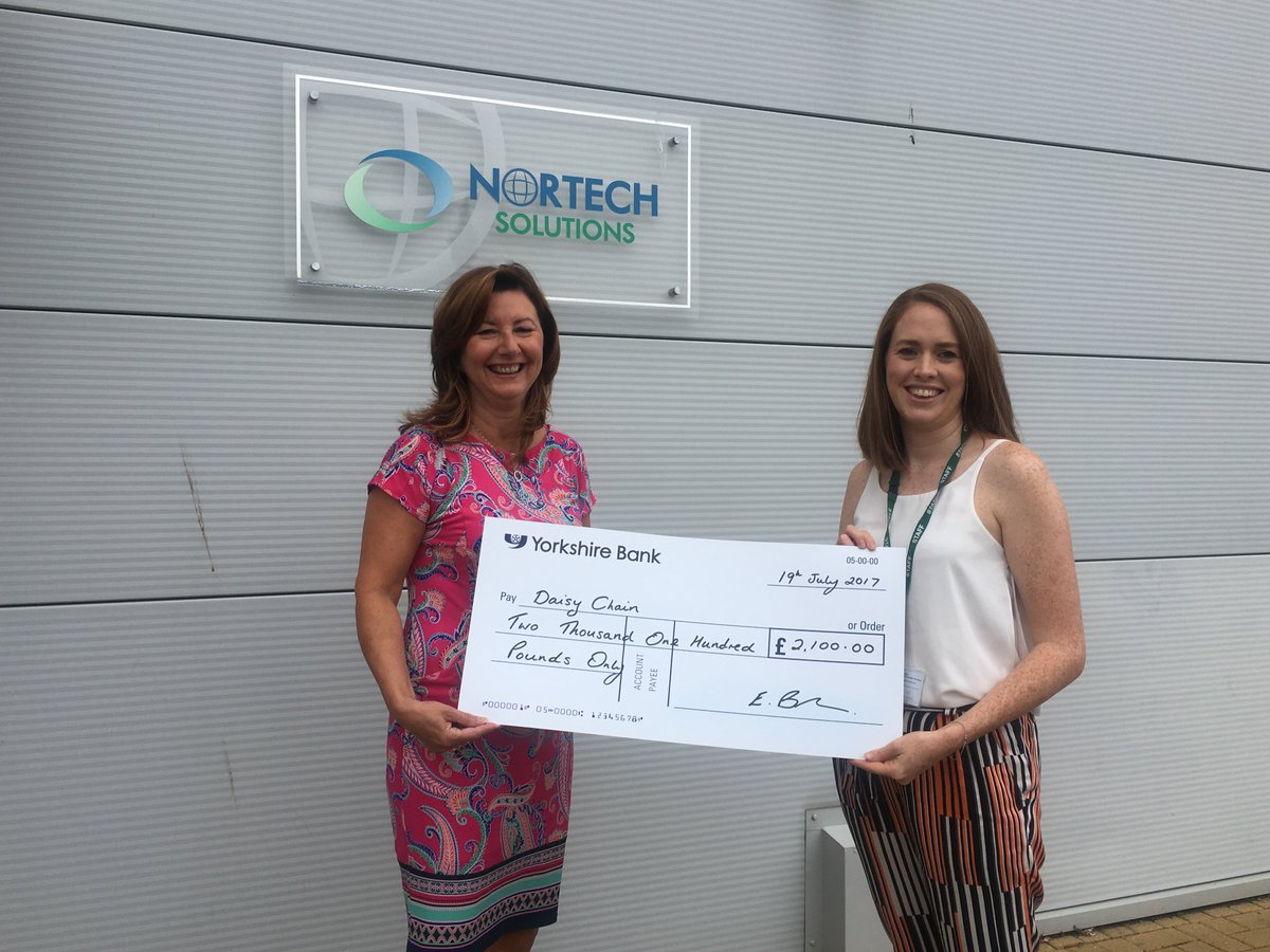 daisychain_ne's tweet photo. We were thrilled to visit @NortechGrp as their #charity of the year &amp; be presented with a £2,100 cheque, raised from recent charity events! https://t.co/Bvtr57J9r7