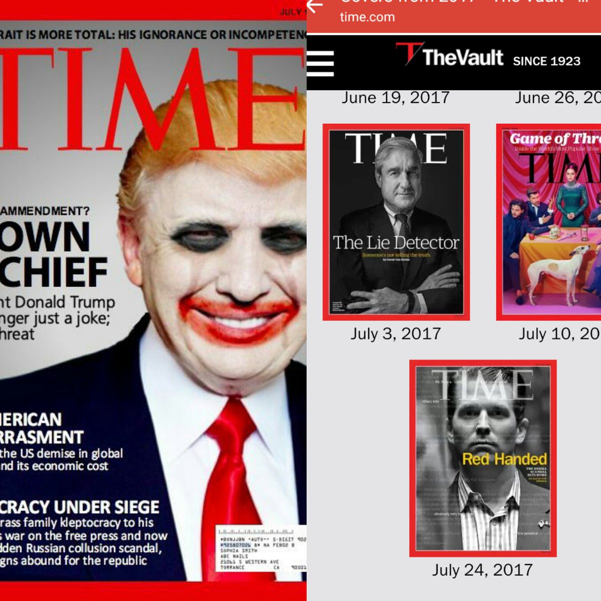 Boom Live On Twitter Fake Time Cover Left Shows Donald Trump As The Joker Time Magazine S July 24th Issue Right Features Donald Trump Jr Https T Co Slqrv5scue