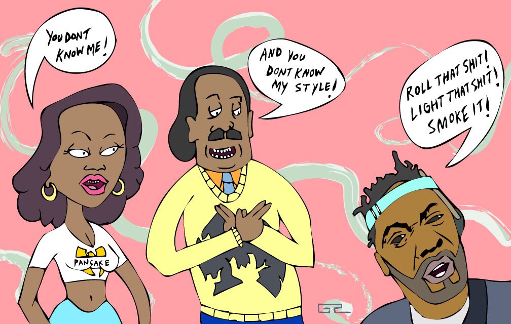 g2futuristic's tweet photo. Goldenfold & Mrs. Pancake smoke a blunt! 🗯👐 #wutangforever #rickAndMorty #rams3 @RickandMorty @methodman https://t.co/FHRdFa6UCc