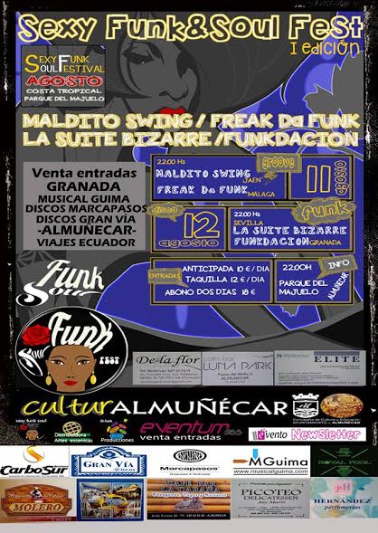 AlmunecarAyto's tweet photo. 11 y 12 Agosto en Almuñécar #Almunecar Sexy Funk &amp; Soul, festival de música #Funk y #Soul @MalditoSwing @lasuitebizarre @Funkdacion https://t.co/7sbCi9EdmN