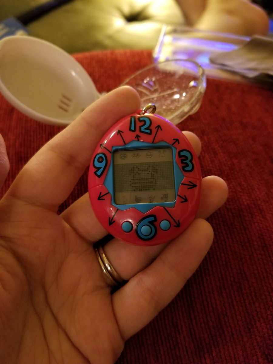 iAm_erica's tweet photo. I went through my old stuff #Devilgotch put into classic #Tamagotchi body. See haunted house and scary tree. https://t.co/f5EuRpsaYo