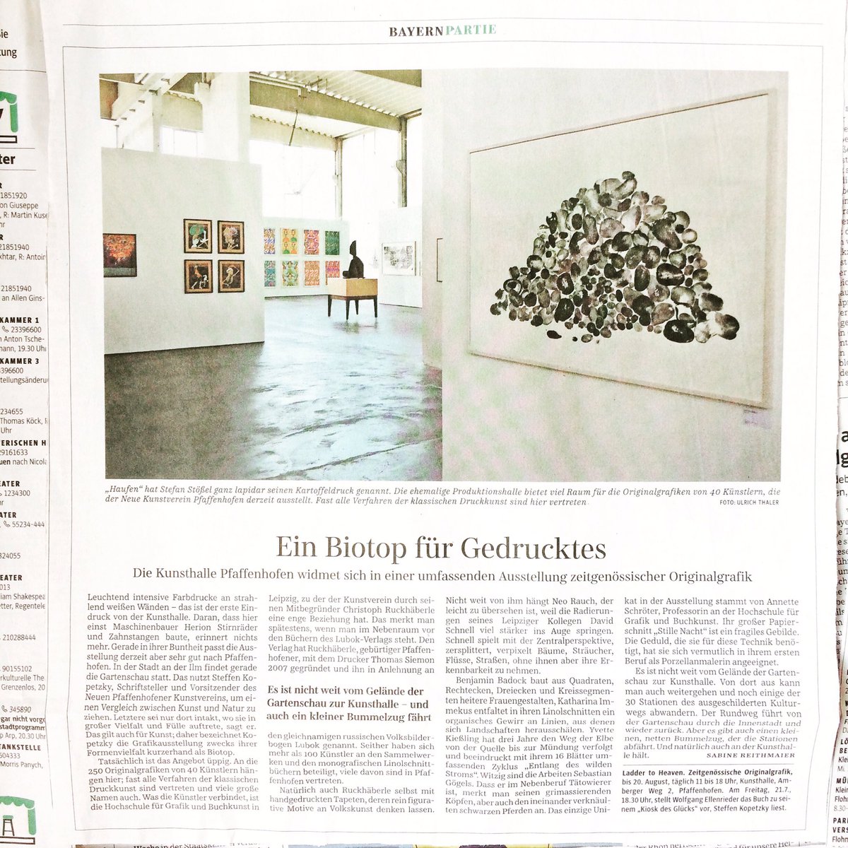 OriginalgrafikAusstellung #Kunsthalle #Pfaffenhofen heute in der <a href="/SZ/">Süddeutsche Zeitung</a> noch bis 20.8.