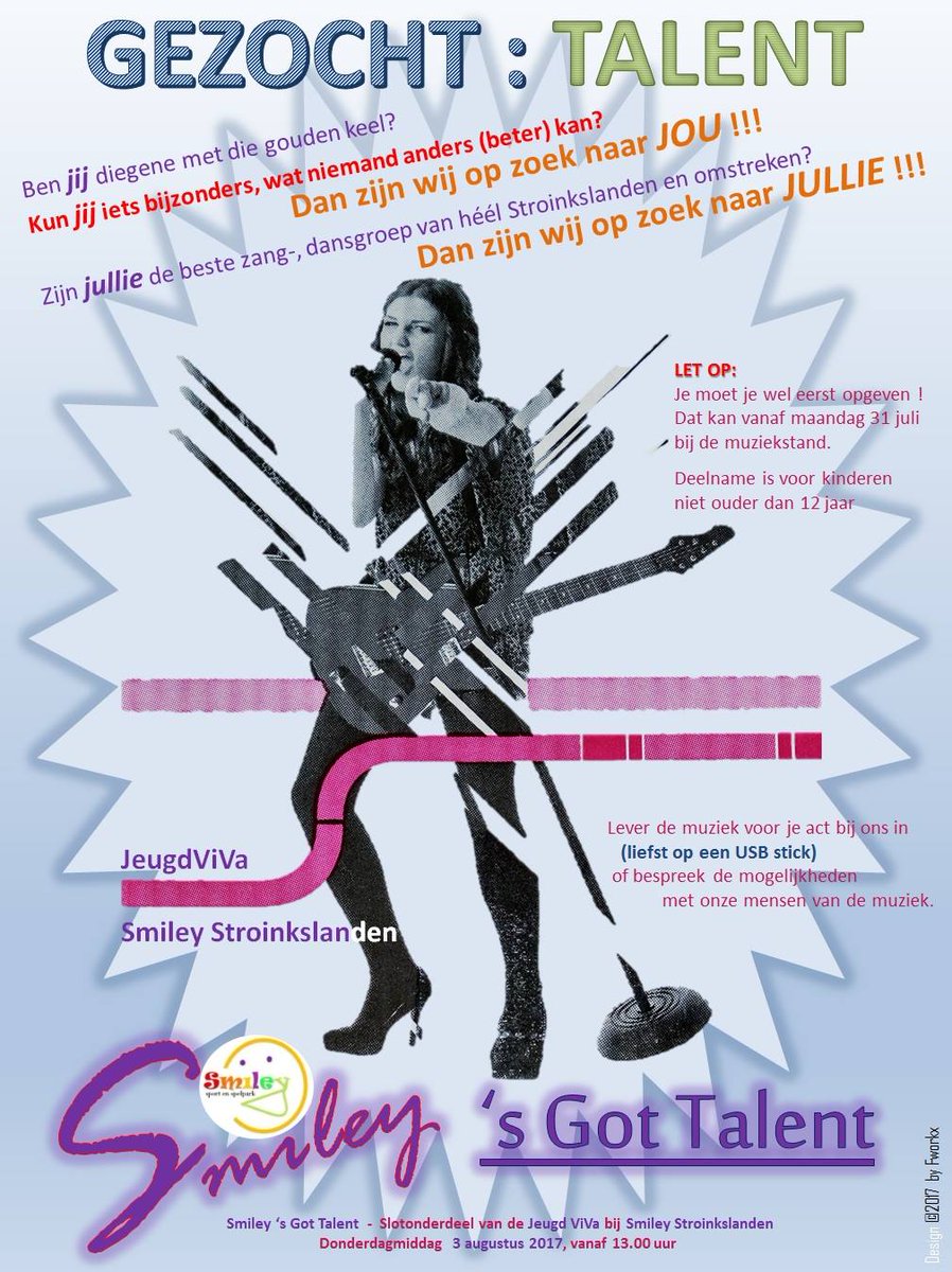 3-8 om 13.00 begint <a href="/smiley_sl/">Smiley</a> 's Got Talent, slotonderdeel van de Jeugd ViVa bij het Smileyveld #Stroinkslanden. #EnschedeZuidJournaal