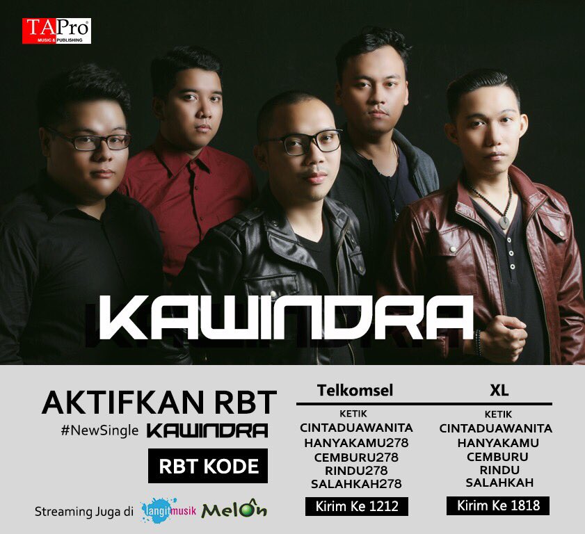 tapromusik's tweet photo. Yuk aktifkan RBT single dari @kawindraband &amp; streaming lagu-lagunya di @langitmusik616 @MelOnIndonesia https://t.co/8c74dY2LE1 https://t.co/e1hzyDQXpF